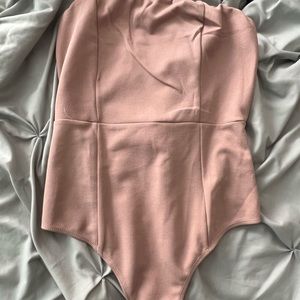 pink strapless bodysuit